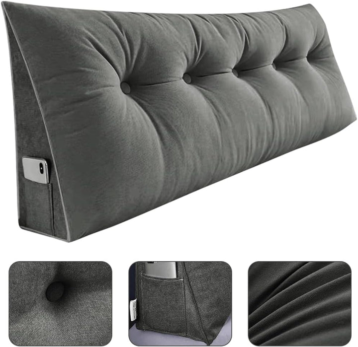 Rückenkissen 160 cm Breit - Lesekissen für Bett und Sofa Keilkissen Rückenpolster Kissen mit Waschba
