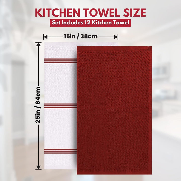 Infinitee Xclusives Premium Geschirrtücher | 12 Stück | 100% Baumwolle | 38 x 64 cm | ultraweiche &amp;
