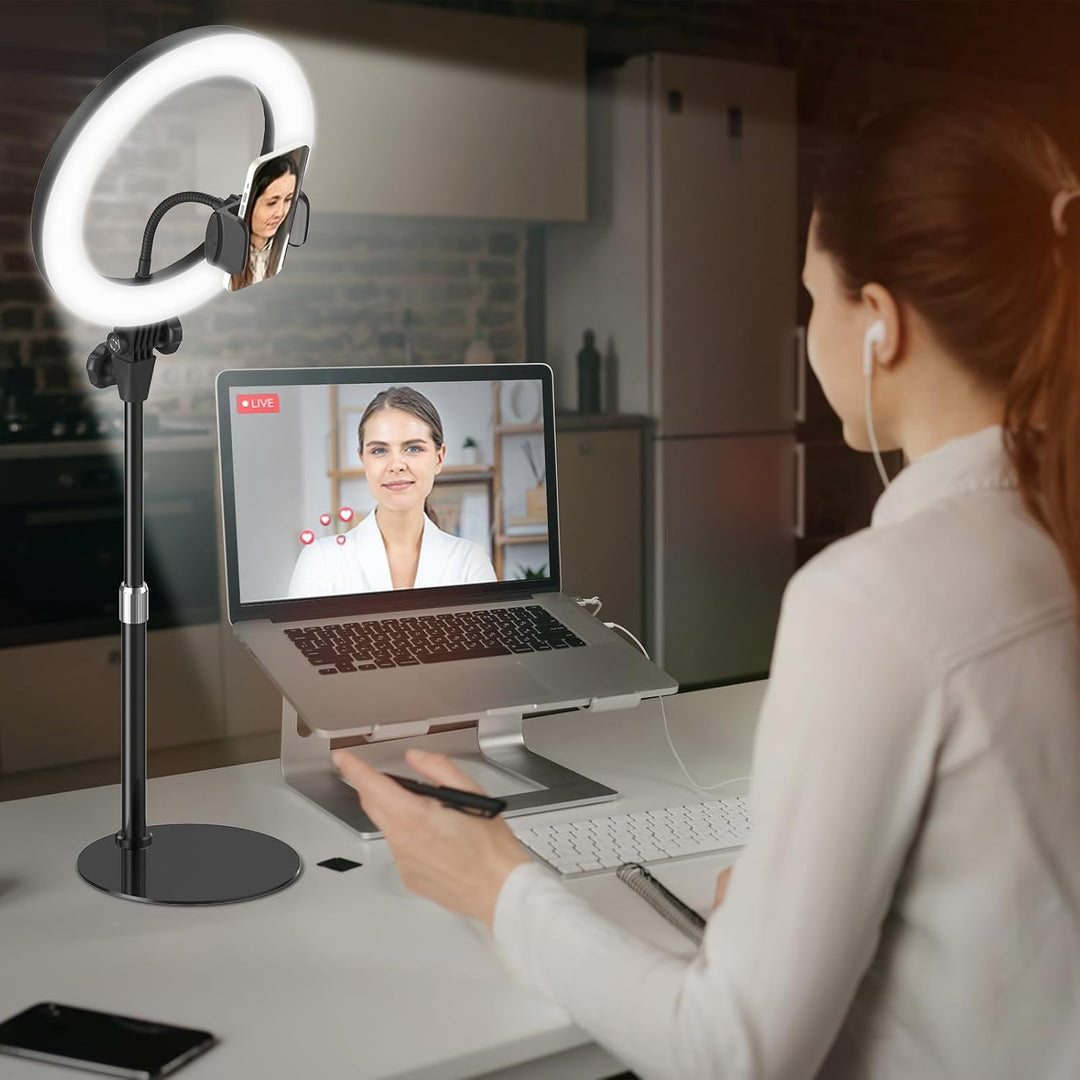 Evershop Ringlicht mit Stativ Tisch 10,5 Zoll, 3 Lichtfarben &amp; 10 Helligkeitsstufen – Ring Licht Lap