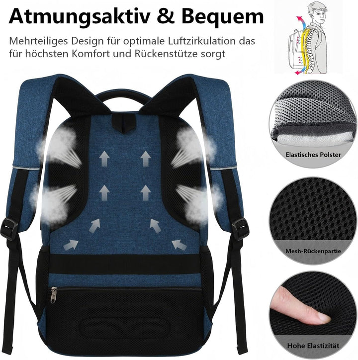 marcello Laptop Rucksäcke mit USB-Ladeanschluss Herren Damen für Arbeit Schule Uni Schulrucksack für