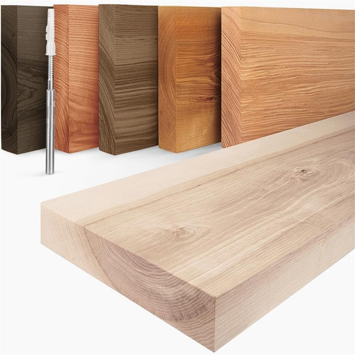 LAMO Manufaktur Schweberegal Holz mit unsichtbarer Befestigung | Wandregal 120 cm breit für Wohnzimm