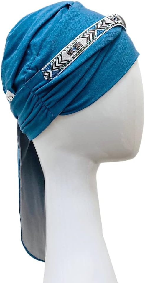 CAREBELL SMOOTH DAKOTA Bambus Onkologie Schal für Haarausfall Headwear, Blau und Perlgrau, One size