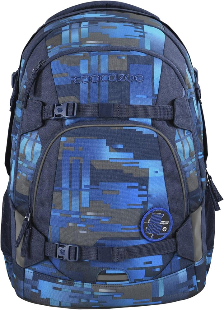 Coocazoo Schulrucksack-Set MATE „Deep Matrix &amp; Snap Me“ 3-teilig, blau, ergonomischer 30L Tornister,