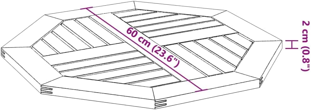 vidaXL Tischplatte - achteckig 60x60x2cm - Akazienholz massiv - Garten/Innenbereich