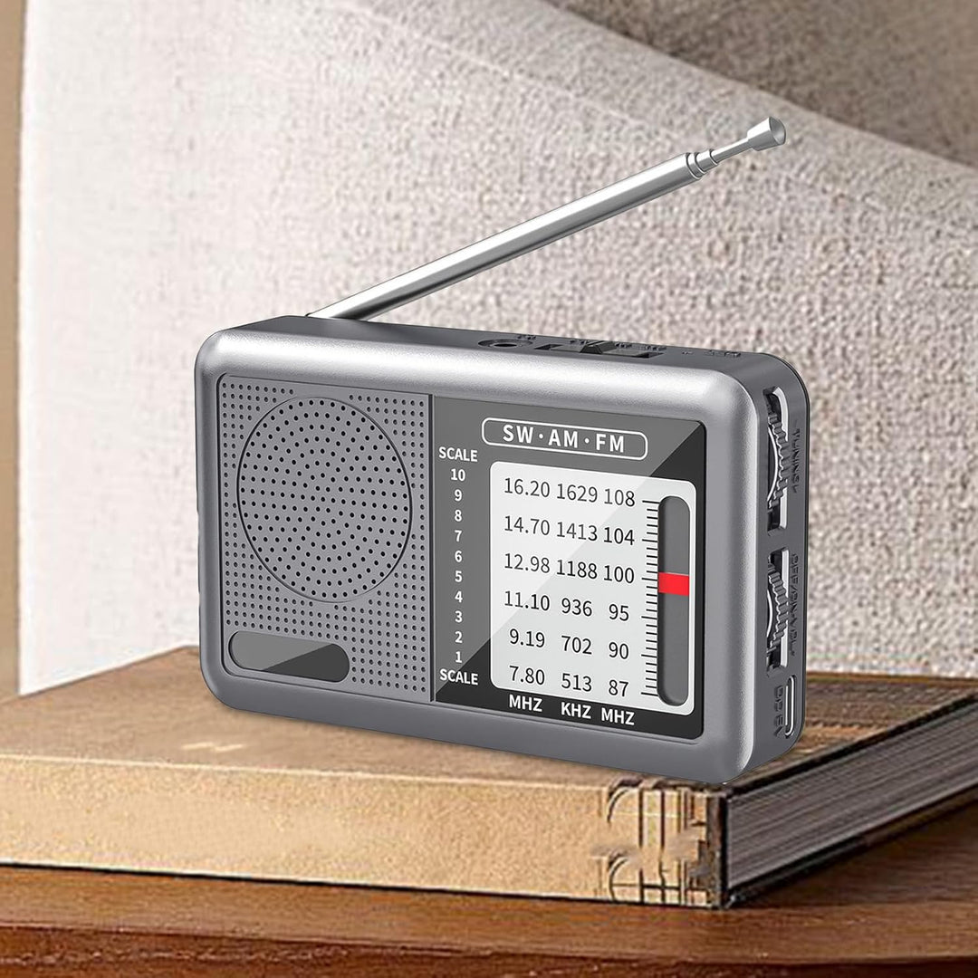 AM FM Radio Tragbar, Batteriebetriebenes Radio Mit Kopfhöreranschluss, Wiederaufladbarer Akku &amp; Kurz