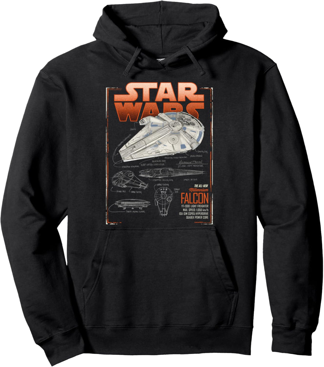 Star Wars Han Solo Movie Falcon Schematics Pullover Hoodie