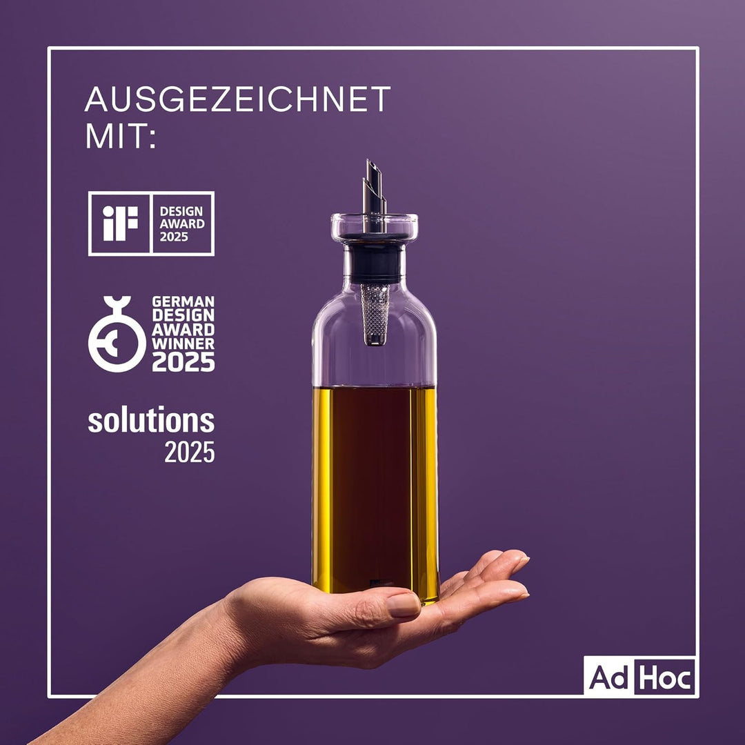AdHoc BZ77 Set Ölspender oder Essigspender AromaPour aus Glas in Grau | elegante Olivenölflasche mit