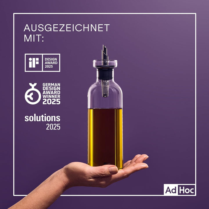 AdHoc BZ77 Set Ölspender oder Essigspender AromaPour aus Glas in Grau | elegante Olivenölflasche mit