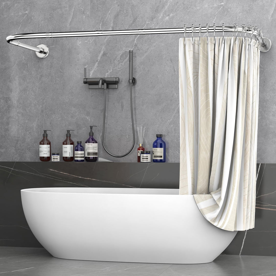 Misounda Duschvorhangstange Form U Ecke Halterung 75×(150-190)×75 cm - Duschstange Für Duschvorhang
