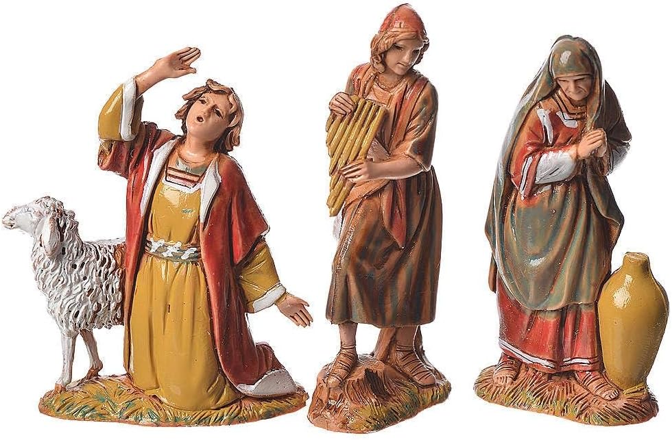 Moranduzzo Set mit 10 Hirten – Max. Figurenhöhe: 6,6 cm – Für Krippe 6,5 cm Massstab 1:30 – MINI 6,5