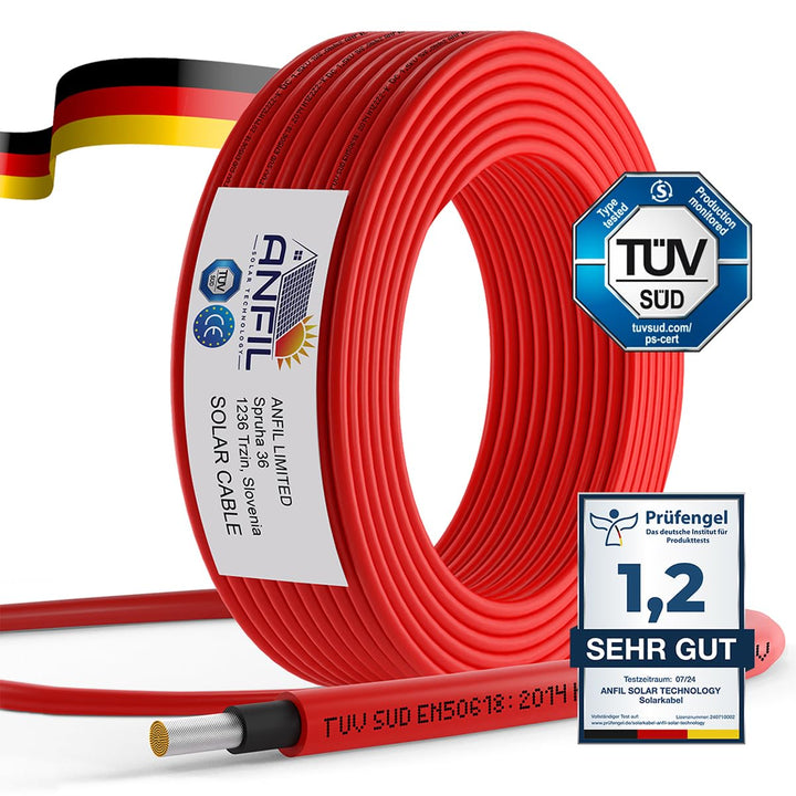 Solarkabel Verlängerung ANFIL 6mm2/10AWG Solarpanel Photovoltaik Verlängerungskabel Solar PV Kabel f