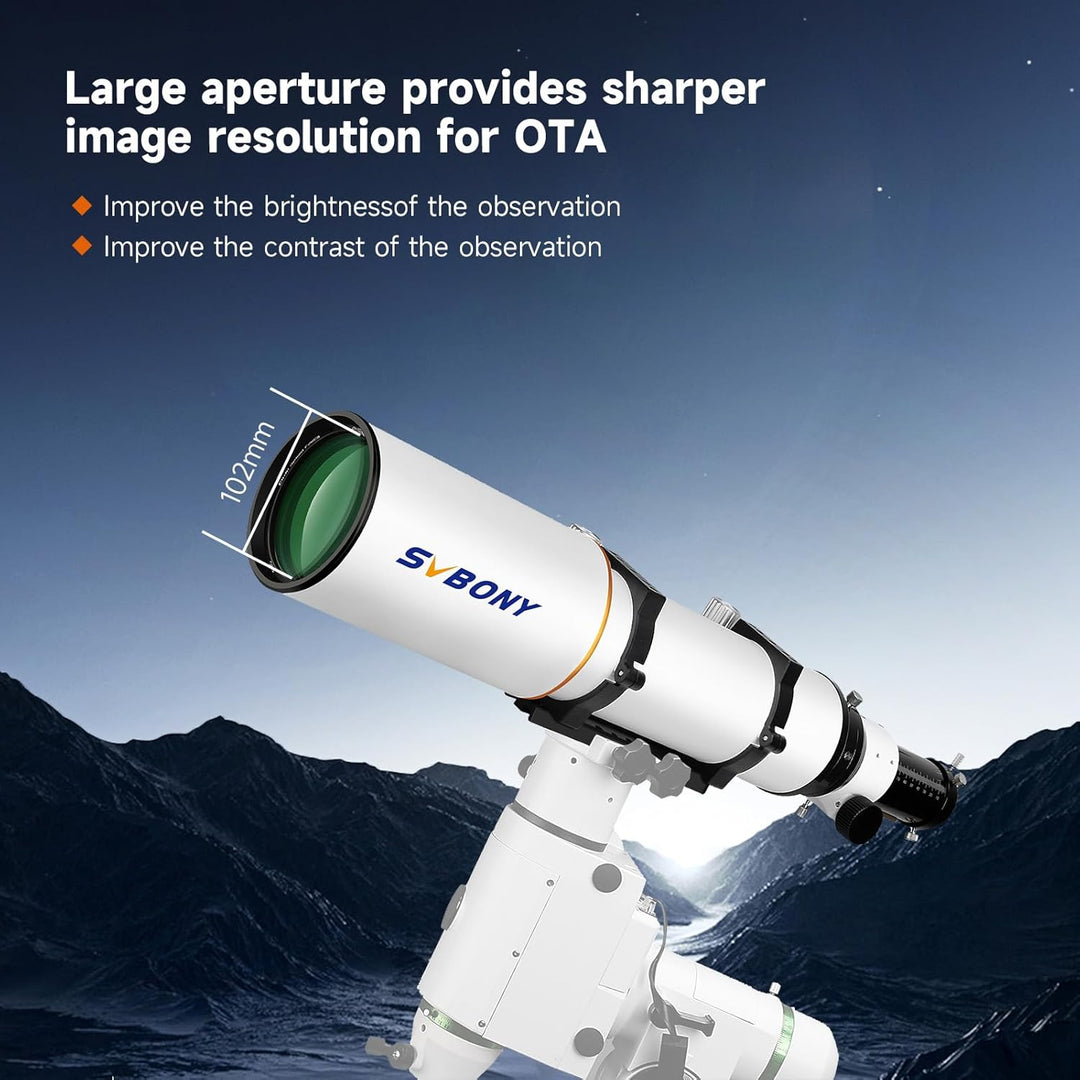 Svbony SV503 ED Teleskop, 102F7 Achromatischer Refraktor, Extra Low Dispersion, Teleskop OTA für Ast