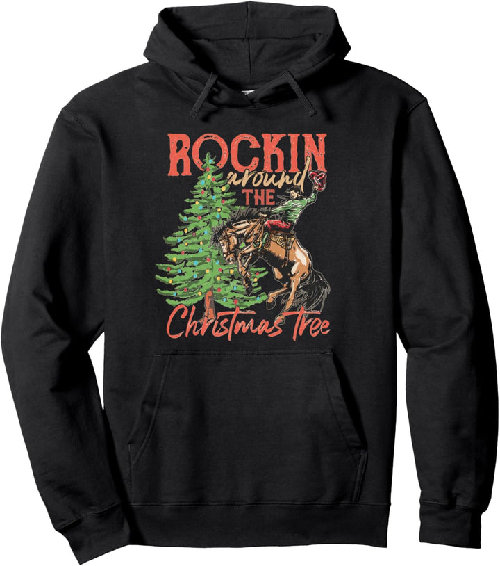 Rocking Around The Christmas Tree Cowboy-Pferd Pullover Hoodie