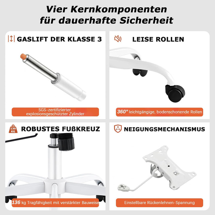Ergonomischer Bürostuhl mit hochklappbaren Armlehnen, Grau, Grau