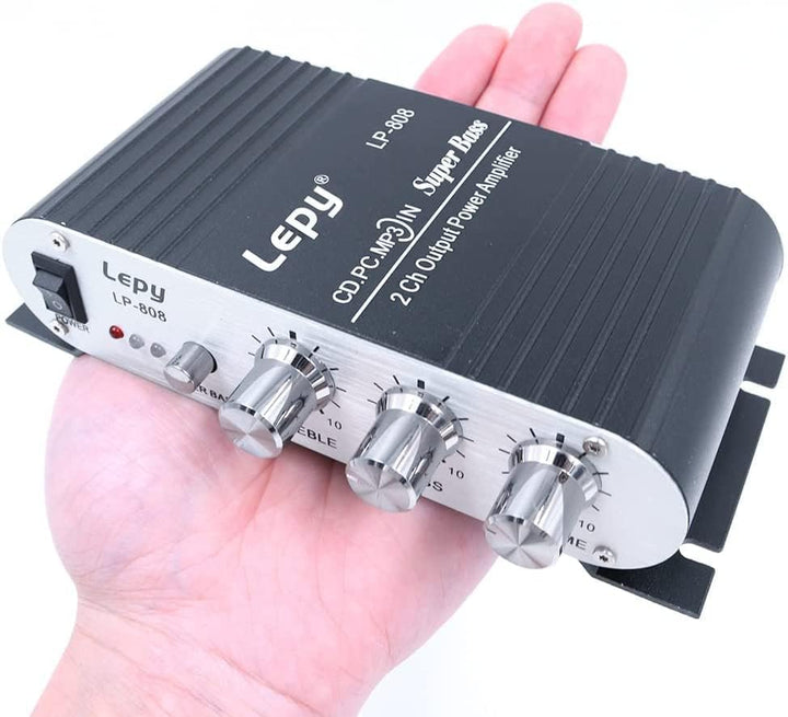 LP-808 Tragbarer 12-V-MiNi-HiFi-Verstärker mit 3-A-Netzteil für Autotelefon zu Hause - Schwarz