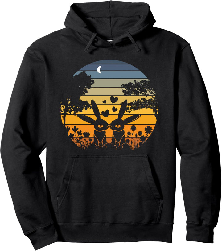 Süsse küssende Ostern Kaninchen im Frühling Pullover Hoodie