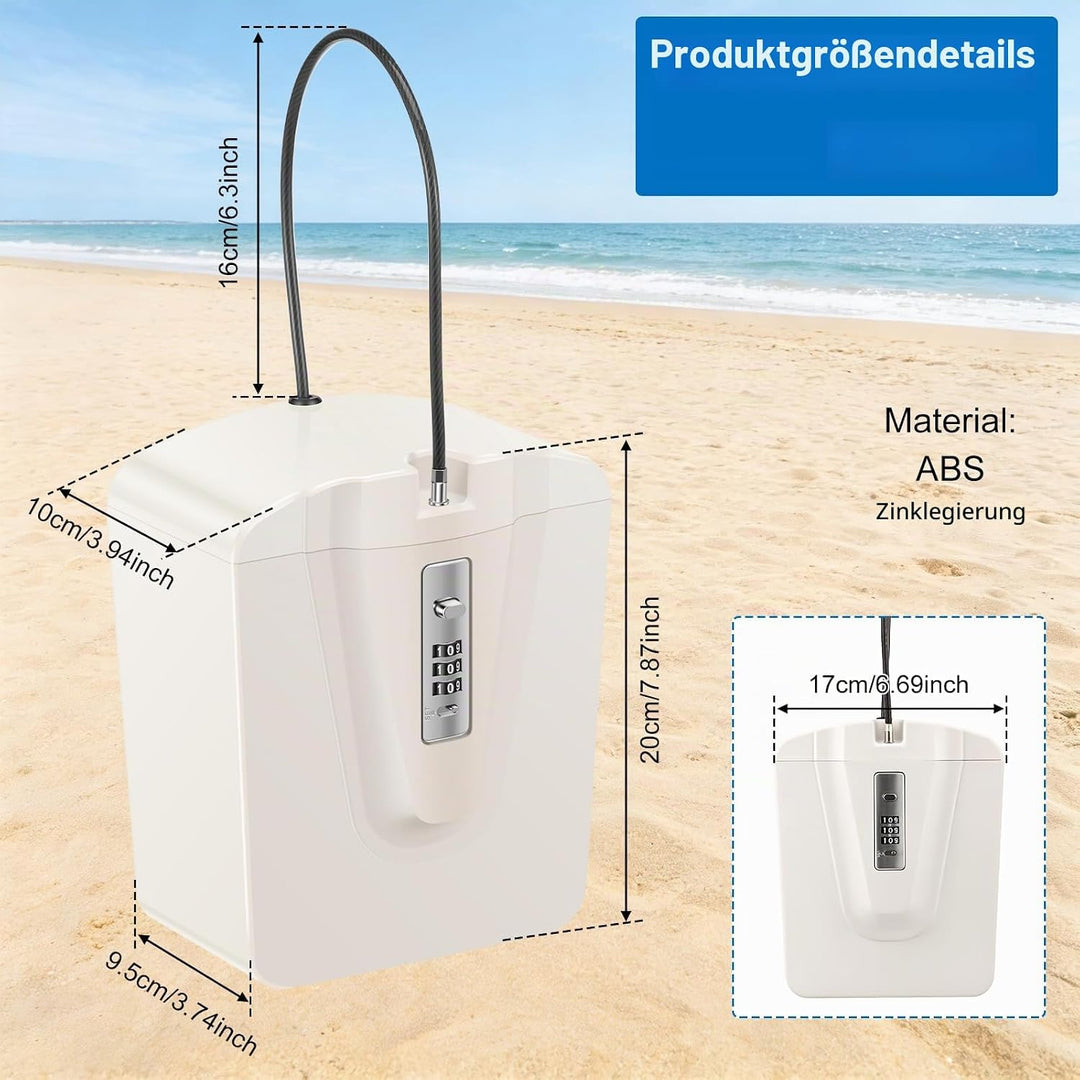 Strandsafe zum Anketten, Tragbare Strandtresor mit Zahlen | Strandsafe zum Anketten, Tragbare Strand