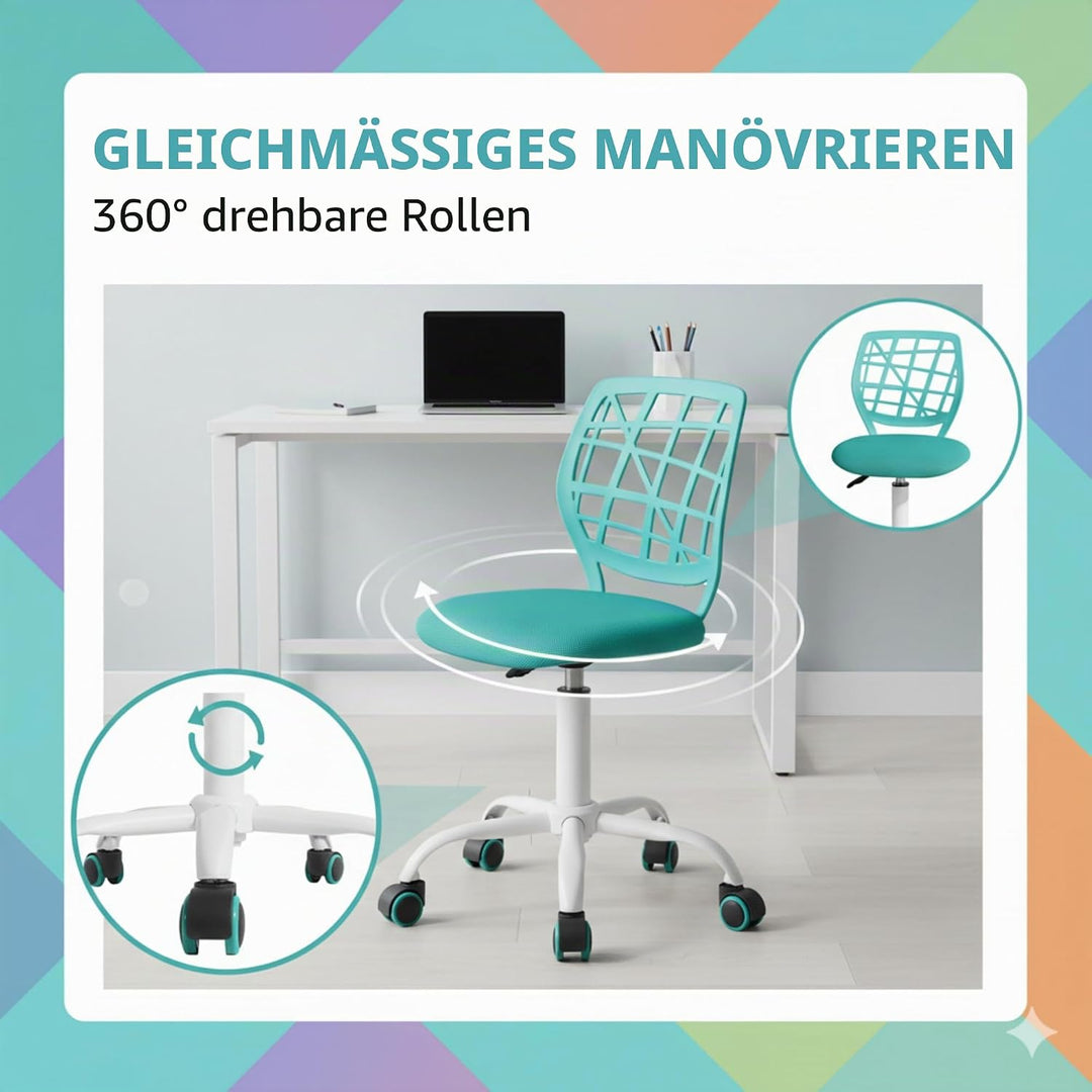 FurnitureR Bürostuhl Schreibtischstuhl Höhenverstellbar Stoffsitz Ergonomischer Arbeitsstuhl ohne Ar