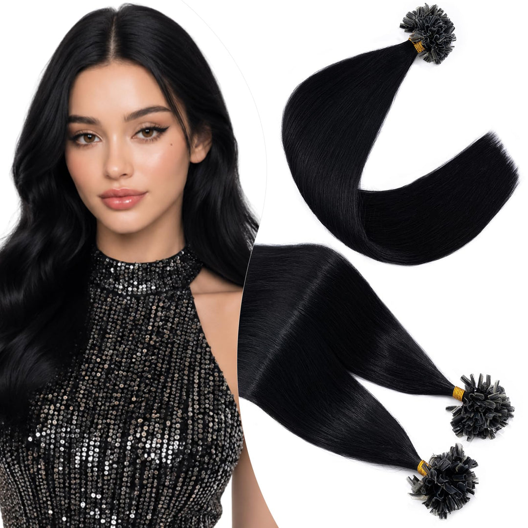 Elailite U-Tip Echthaar Bonding Extensions Keratin Haarverlängerung Haar Glatt 100 Strähnen 50g 14"/