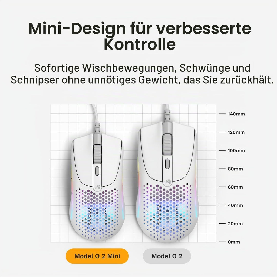 GLORIOUS Model O 2 Mini Wired Gaming Mouse: Superlight 49g, 26K Optical Sensor, Motion Sync, 80M Cli