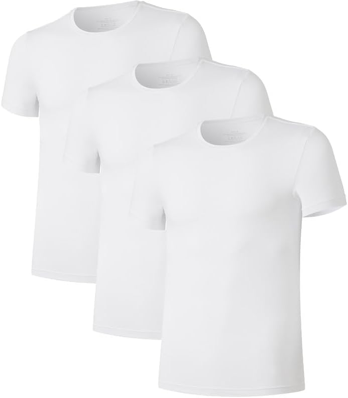 COLORFULLEAF Herren Bambus Unterhemden 3er Pack Rundhals Unterhemd Weich Angenehm Kurzarm Shirt Männ