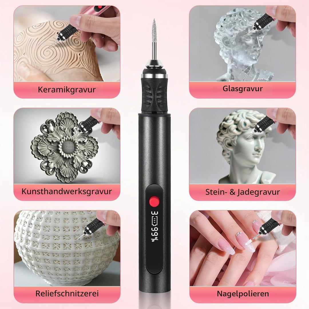 Customizer Gravierstift Set kabellos, wiederaufladbarer Customizer Engraving Pen mit 3 Geschwindigke