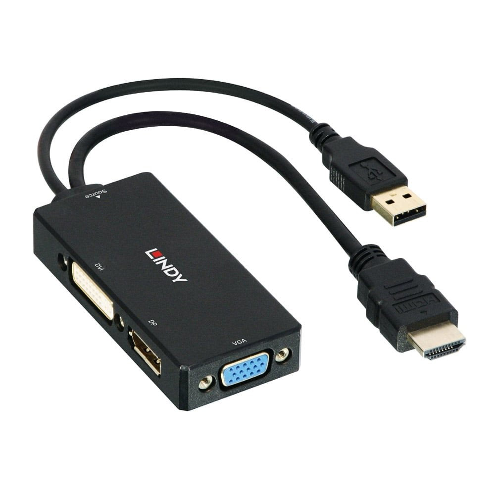 LINDY 38182 Monitor Konverter [HDMI-DisplayPort, DVI, VGA] Schwarz