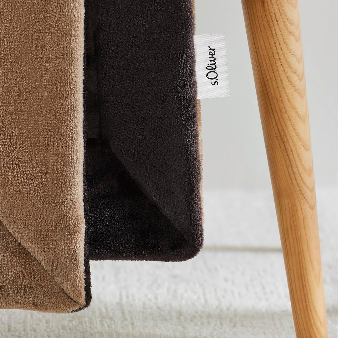 s.Oliver Doublesoft Kuscheldecke 150x200 - super kuschelig &amp; warm, Polyesterflausch Decke Dunkelbrau