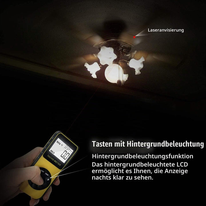 Foto-Drehzahlmesser Berührungslos 7,0-99.999 RPM Geschwindigkeitsmesser, Laser Automotive Tachometer