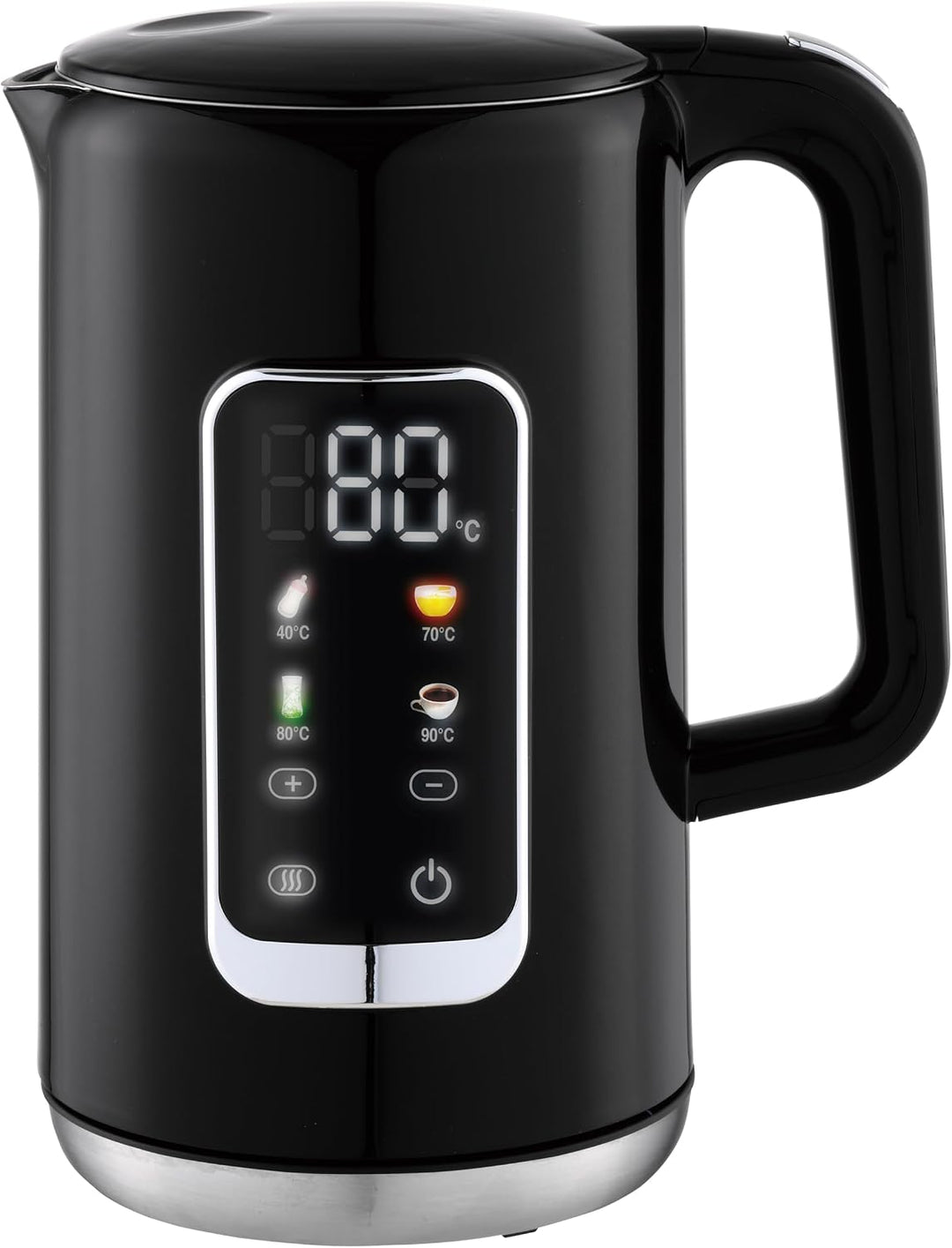 Digitaler Wasserkocher, 1,7L, 2200W, LED-Display, 13 Temperaturstufen 40-100°C, Schwarz/Grün (Perlsc