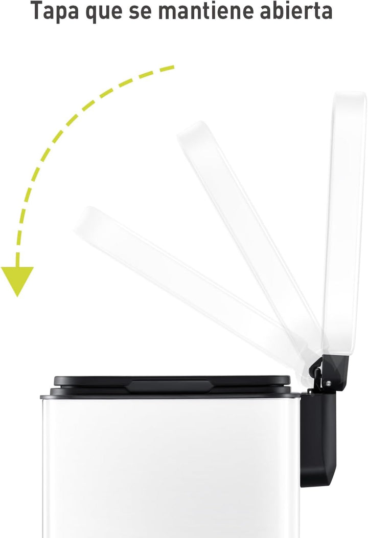 EKO Madison Küchenmülleimer, 30 l, mit Pedal und Soft-Close-Deckel, Weiss, Edelstahl, Anti-Fingerabd