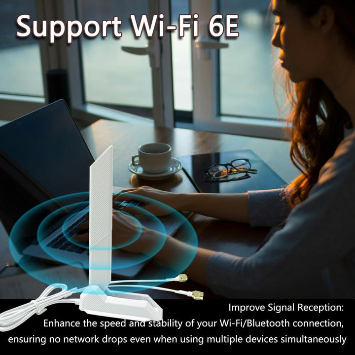 JINTAI High Gain 9dBi Tri-Band WiFi 6E Antenne mit Magnetfuss für ASUS für PC Desktop Computer - Omn