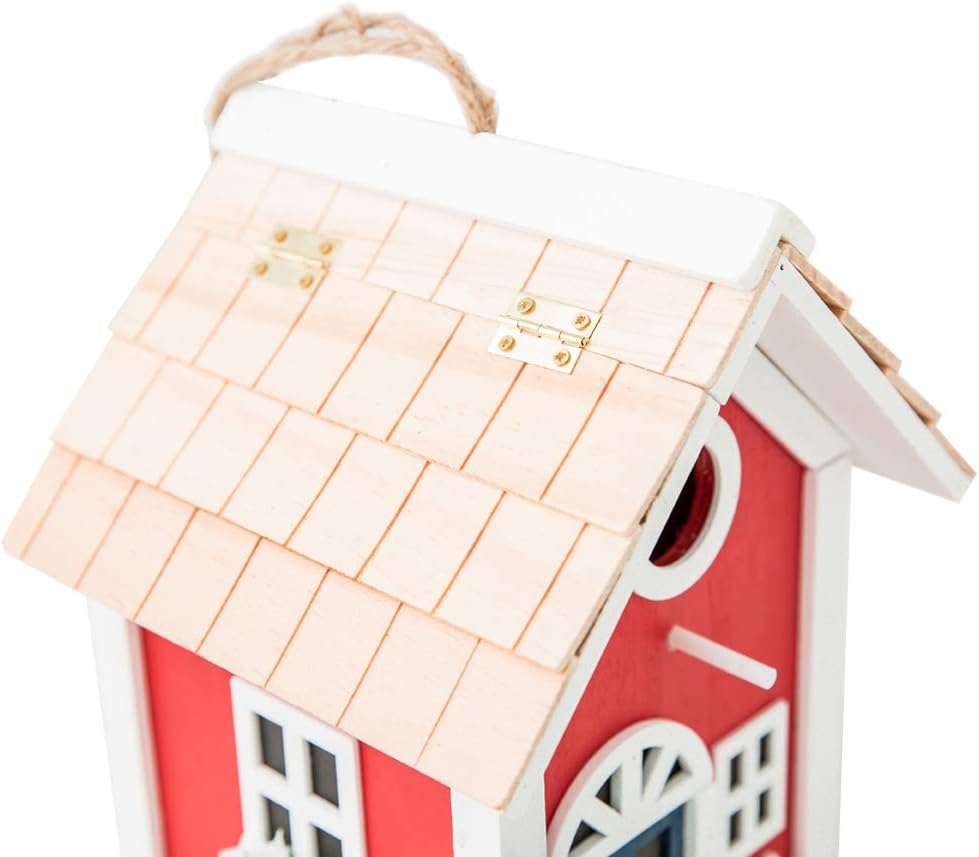 MEWANG Hängendes buntes Vogelhaus Garten Landhäuser Vogelhaus Höhle 24,6 cm Holz rot, rot