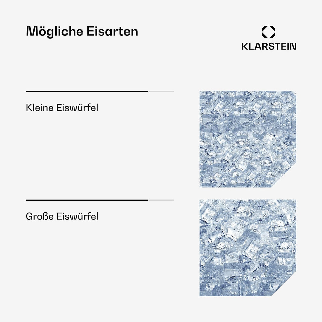 Klarstein Eiswürfelmaschine für Zuhause Camping Gastro, Schnelle Mini Eiswürfelmaschine Klein, Profi