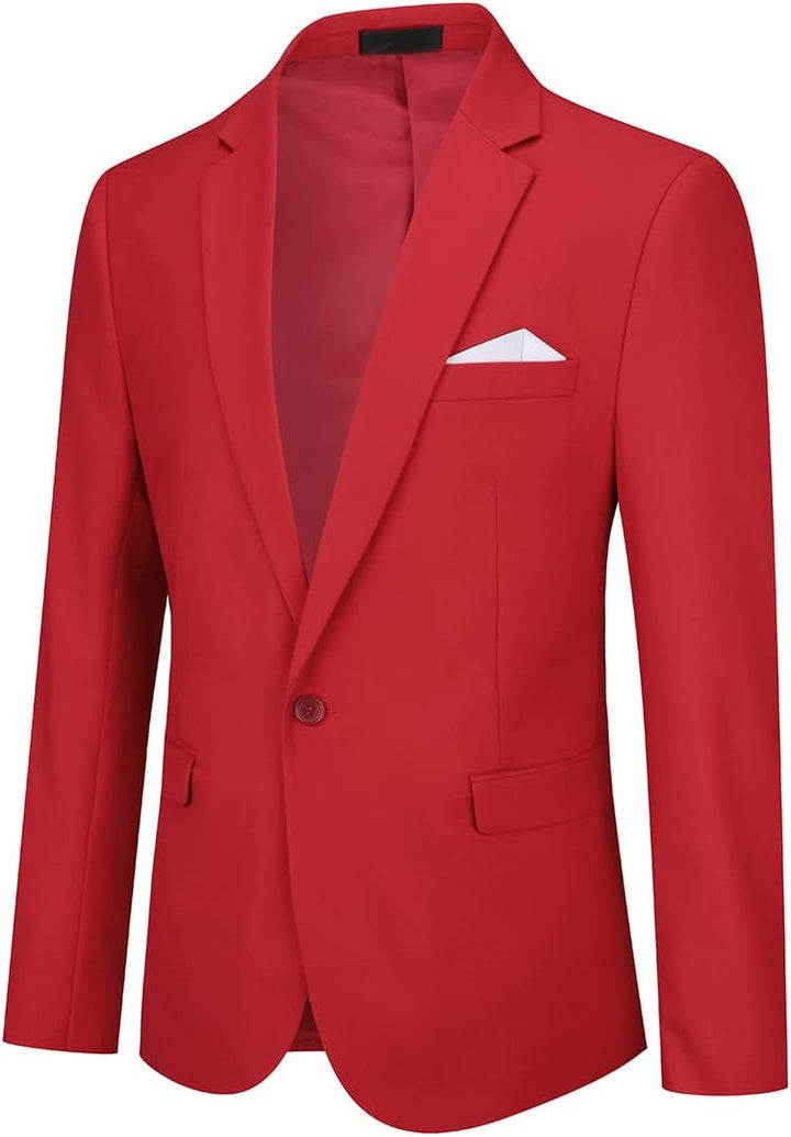 YOUTHUP Herren Sakko Slim Fit Anzugjacke für Business Hochzeit Eleganter 1 Knöpfen Blazer XL Rot, XL