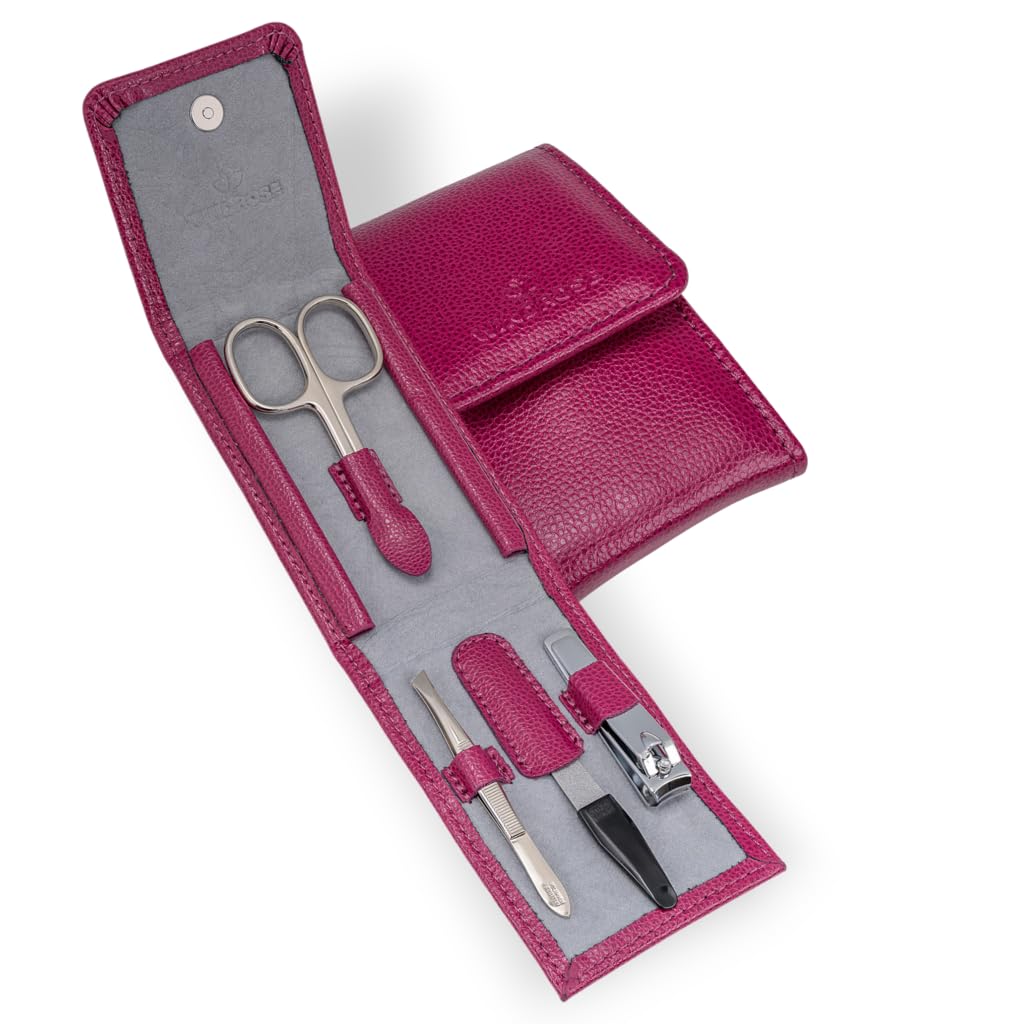 WINDROSE 4-teilig Maniküretui Beluga/Leder (Berry), Berry
