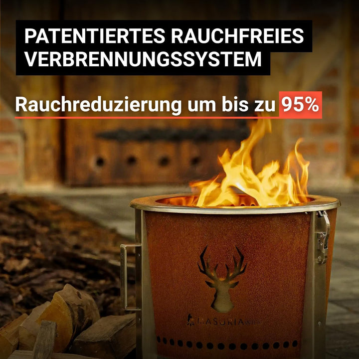 Masuria Rauchfreie Feuerschale 39cm⌀ Alpha 400 - Tragbare Feuerstelle für Camping, Terrasse &amp; Garten