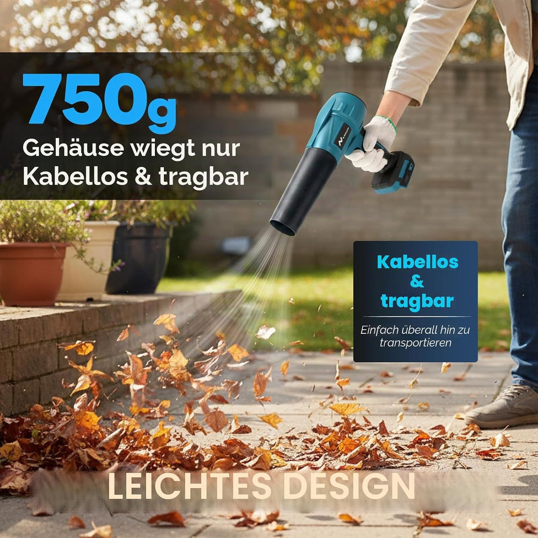 Akku Gebläse Kompatibel mit Makita 18V, Laubbläser Akku mit 3-Düsen, 32000 U/Min, 500g Luftdruck, Ha
