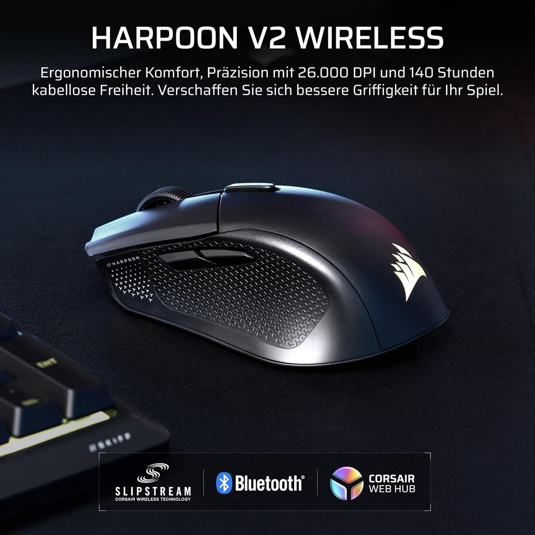 Corsair Harpoon v2 Wireless Gaming-Maus – Schwarz