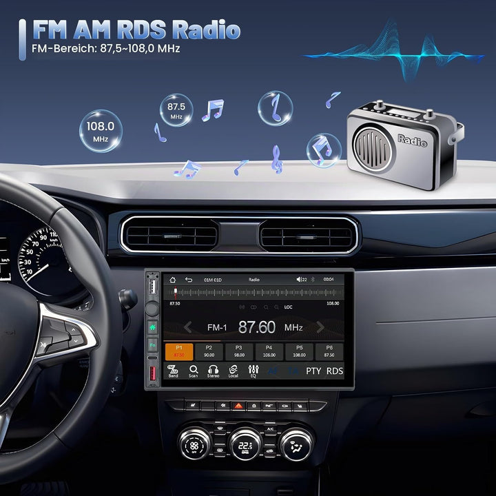 Bluetooth Autoradio 2 Din Kompatibel mit Wireless Carplay Android Auto 7 Zoll Touchscreen Autoradio