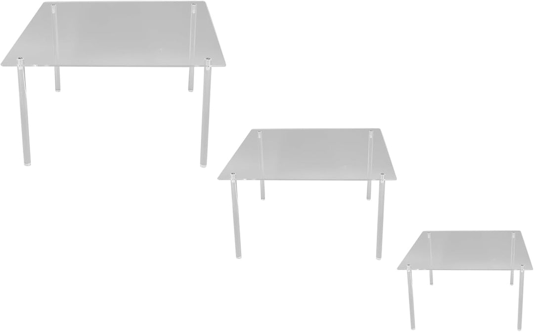 3er-Set quadratische Acryl-Kuchenständer, transparente Cupcake-Ständer für Desserttisch, Kuchen-Serv