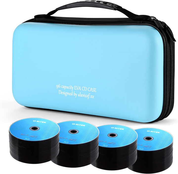 CD Tasche, 96 Kapazität Hart Eva Blu-ray CD-Brieftasche Doppelreissverschluss Handschlaufe Tragbare