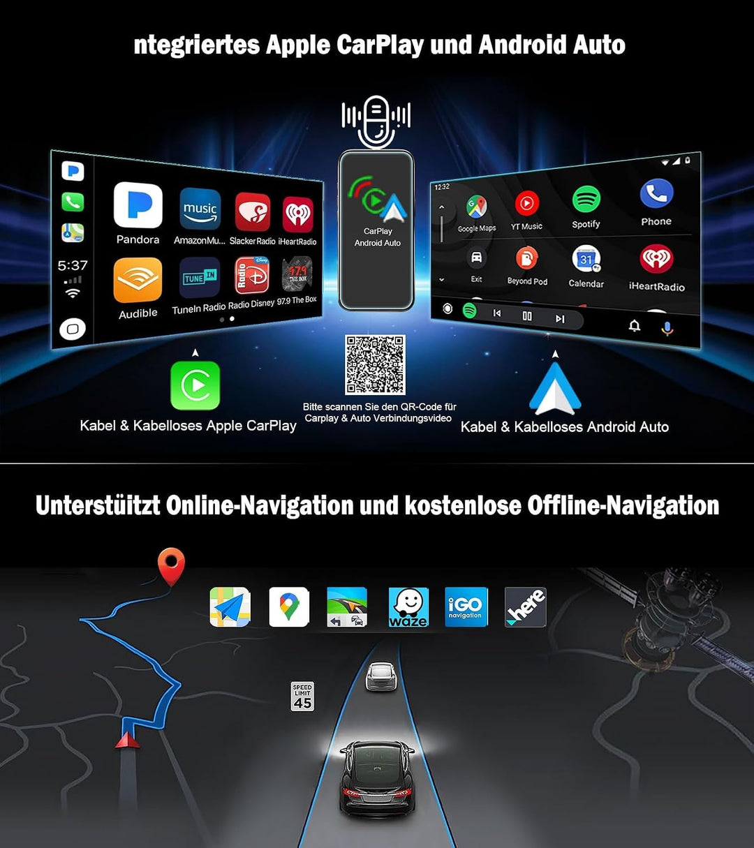 Erisin 9" Qualcomm 8-Kern 4GB+64GB Android 14 Autoradio Bluetooth GPS Navi für VW Golf 5/6 Passat B7