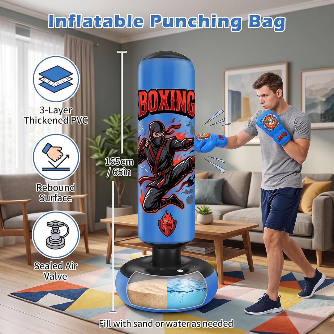 Boxsack Aufblasbarer, Qoosea 165cm Aufblasbarer Boxsack Stehend Boxing Bag