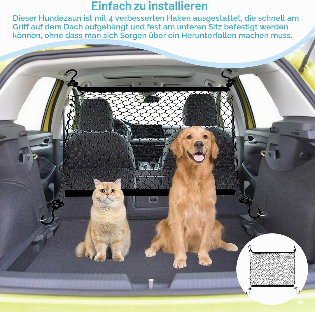 Hundegitter Auto Kofferraum Netz doppellagig, Kofferraumnetz Hunde, Kofferraum Trenngitter, Hundenet