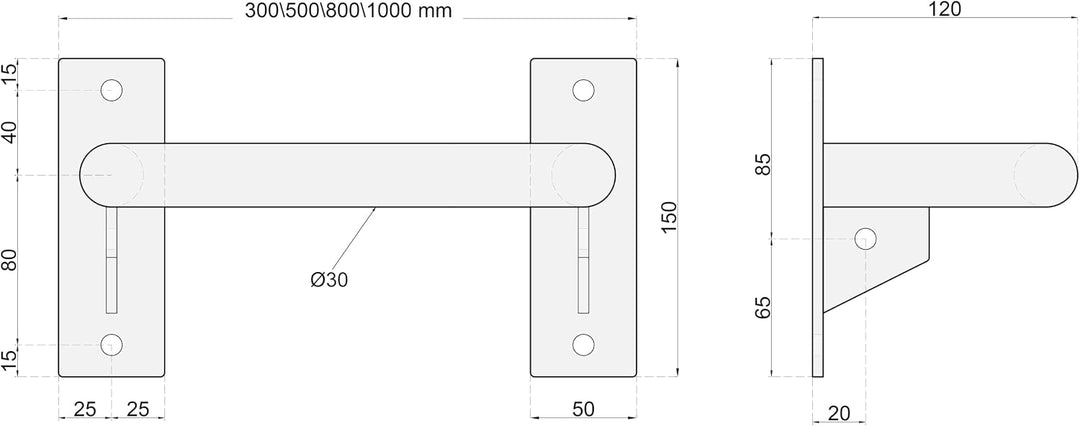 Wand Klimmzugstange, aus Stahl, pulverbeschichtete Pull-Up Bar mit 28 mm Griffdurchmesser, stabile W