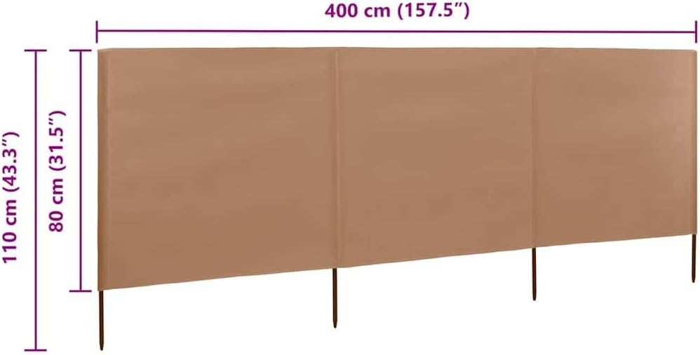 Myheimly Windschutzgewebe,Windschutz Sichtschutz Balkon,Sichtschutzzaun Taupe,400 x 80 cm Taupe 400
