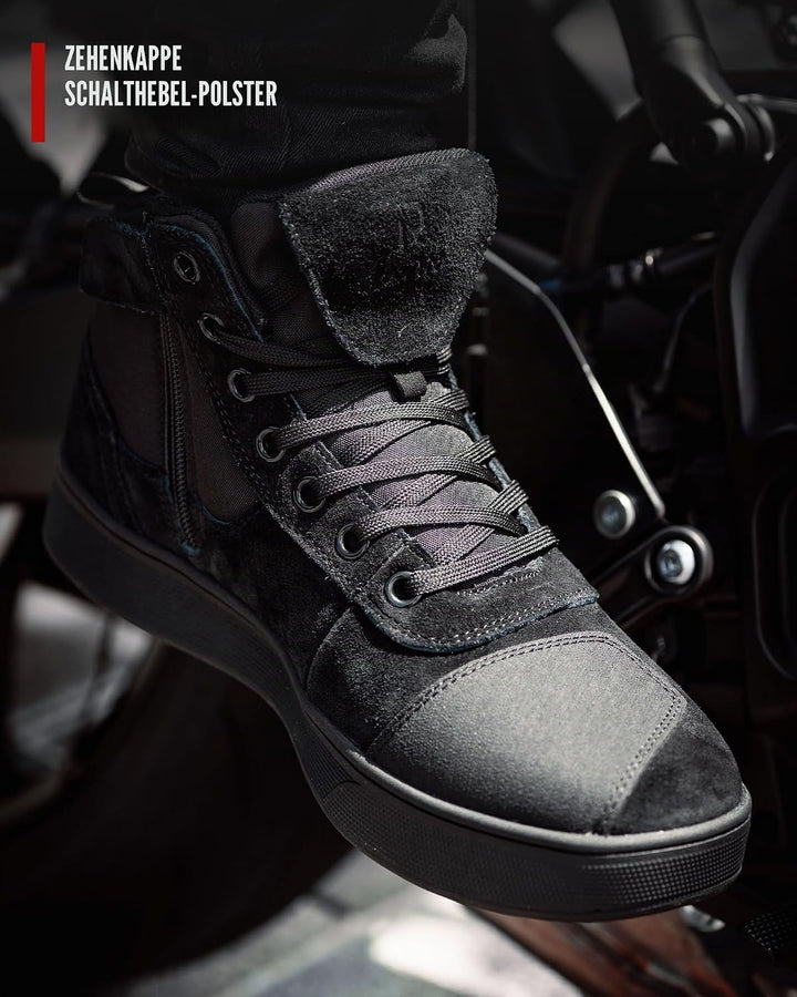 RIDEIRON Motorradschuhe Herren Damen Motorradstiefel CE-geprüft Schwarz 44 EU, Schwarz 44 EU