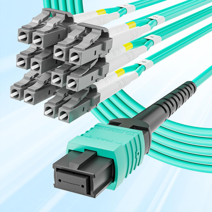 10Gtek MPO (F) to 12x LC OM3 Multi-Mode Fan-Out Patch Cord, 3-Meter(9.8-ft), Breakout 0.5m 3M OM3 MP