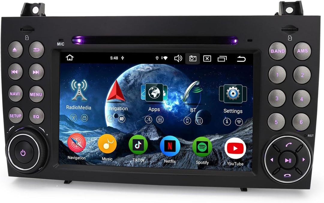 Erisin 7 Zoll 8-Kern 4GB+64GB Android 12 Autoradio Bluetooth mit GPS Navi Für Mercedes Benz SLK Klas